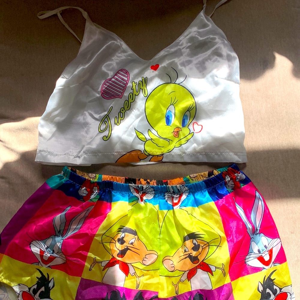 Comfy silk cartoon pajama set
